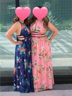 TWO Express Floral Maxi Dress in Navy and Pink